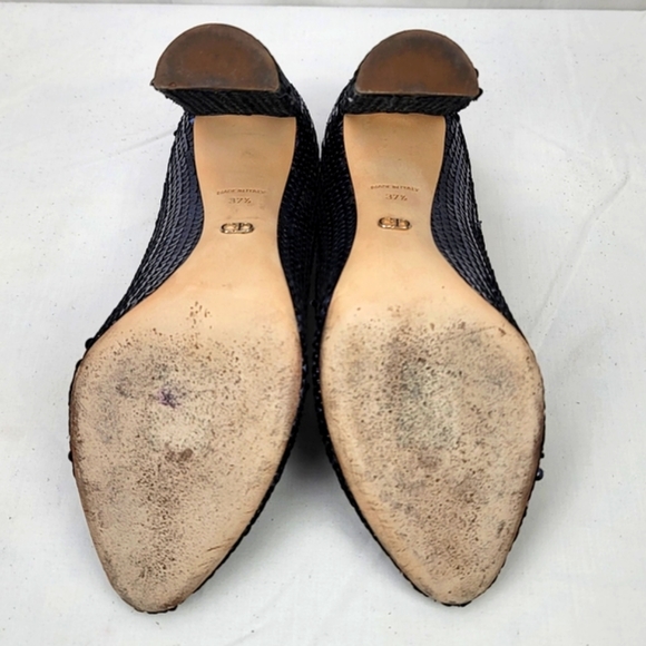 Dior Sequence Embellished Blue Almond Toe Block Heels Pumps Size 37.5 - Picture 7 of 11